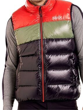 Men's SWIX NORDLAND downfilled lightweight puffy Vest color block streetwear M